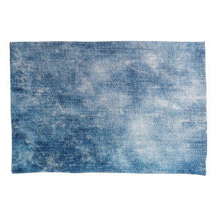Funda De Cojín Denim De Jeans Azules, Fondo Texturado.