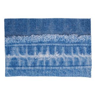 Funda De Cojín Denim desgarrado: marco doble de jeans azules