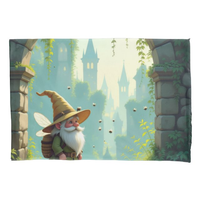 Funda De Cojín Der Bienenführer-Gnom – Hüter des Honigs (Anverso)