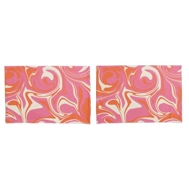Funda De Cojín Derrame - rosa, Naranja y crema (Anverso - Set)