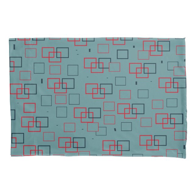 Funda De Cojín Descanso cuadrado rojo y Verde azulado (Anverso)