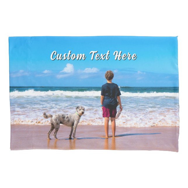 Funda De Cojín Design Your Own Pet Photo Pillow Cases Custom Text (Anverso-izquierdo)
