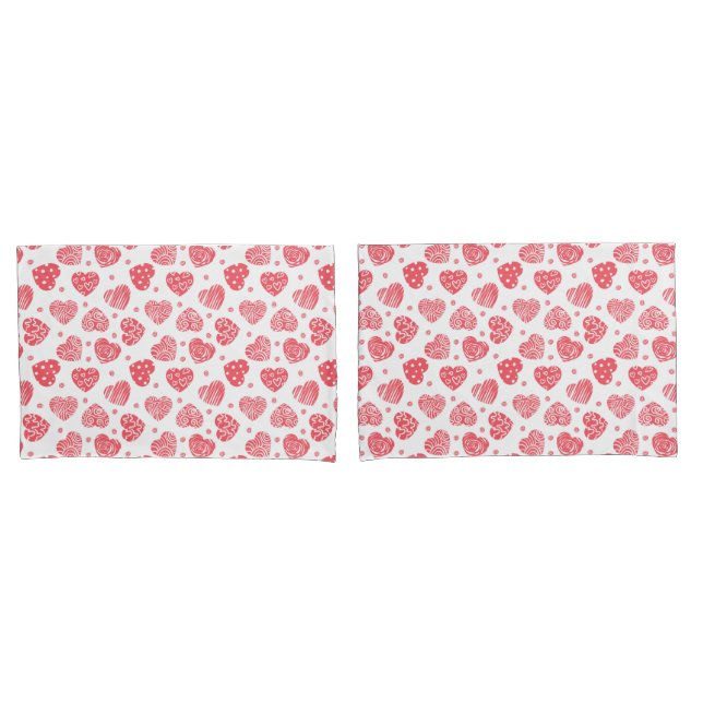 Funda De Cojín Día de San Valentín Corazones Rojos Amor  (Anverso - Set)