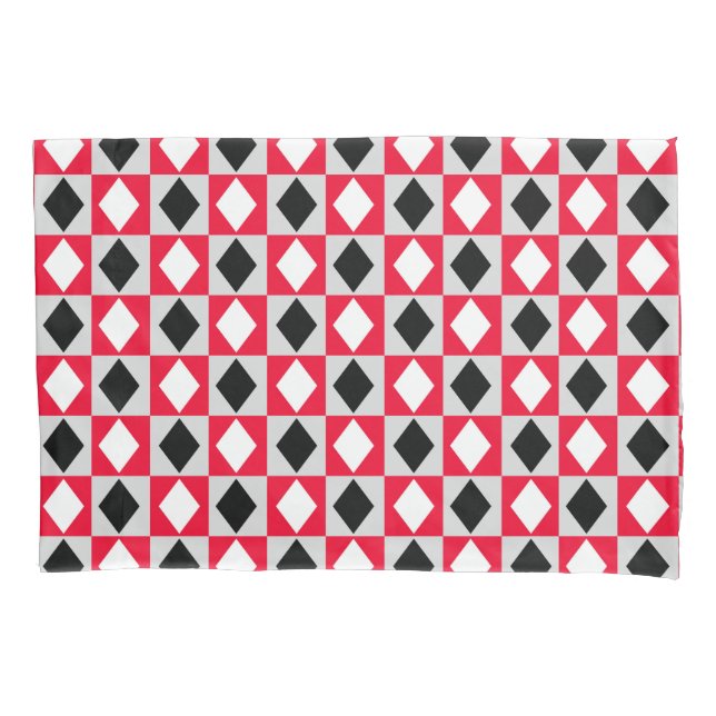 Funda De Cojín Diamante de rhombus blanco rojo (Anverso)