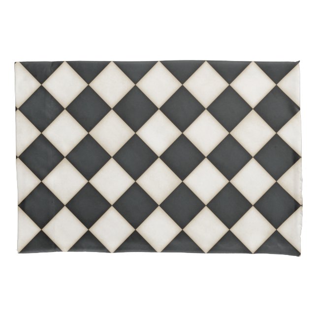 Funda De Cojín Diamantes blancos negros y antiguos (Anverso-izquierdo)