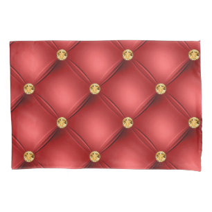 Funda De Cojín Diamantes dorados de cuero tetón rojo