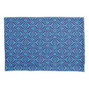 Funda De Cojín Diamantes entrelazados: patrón geométrico azul osc
