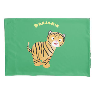 Funda De Cojín Dibujo animado de cachorro de tigre feliz y lindo