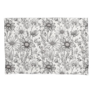 Funda De Cojín Dibujo de flores negras