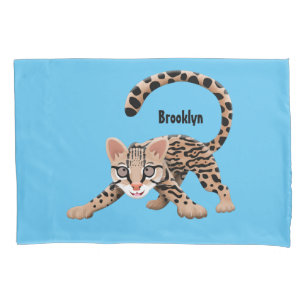 Funda De Cojín Dibujo de ocelote lindo en estilo cartoon