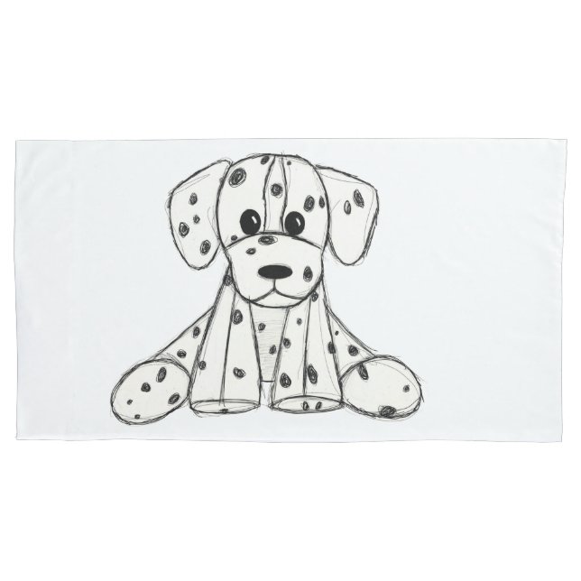 Funda De Cojín Dibujo de perro de peluche dálmata contorno simple (Anverso-izquierdo)