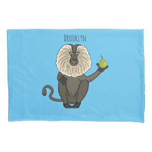 Funda De Cojín Dibujo divertido de mono macaco de cola de león