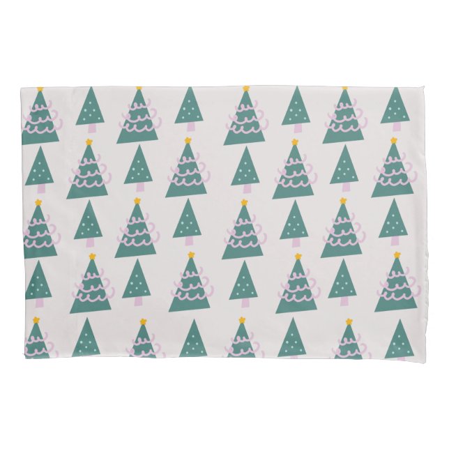 Funda De Cojín Dibujos de árboles lindos rosa verde (Anverso)