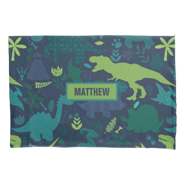 Funda De Cojín Dino Doodle Silhouettes Niños Dinosaurio (Anverso)