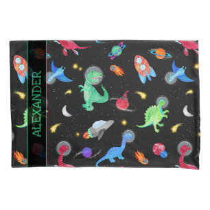 Funda De Cojín Dinosaurios Astronautas Acuarela En El Espacio Neg