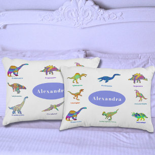 Funda De Cojín Dinosaurios con Nombres Patrón Bígaro Periwinkle