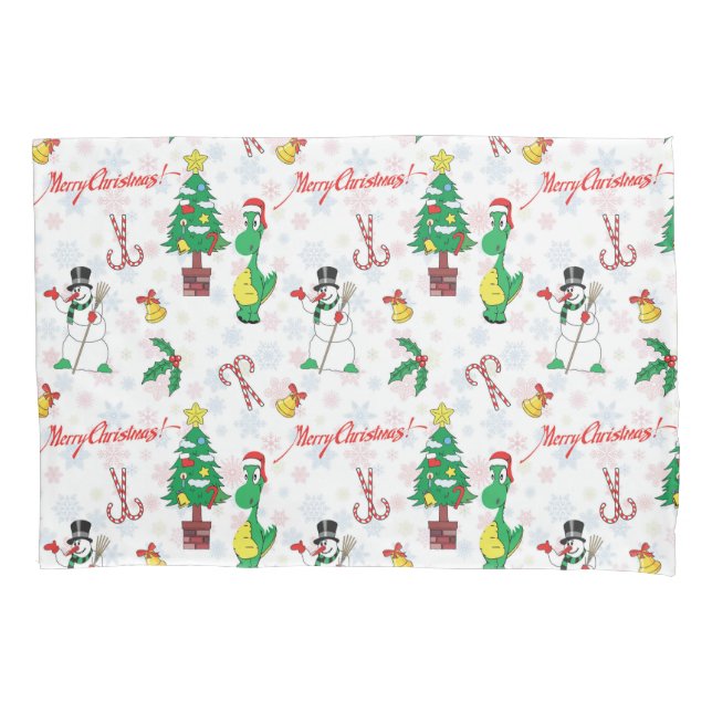 Funda De Cojín dinosaurios navidades y muñecos de nieve (Anverso)