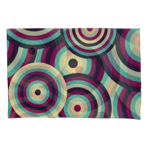 Funda De Cojín Discos retro azul púrpura, patrón abstracto.