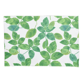 Funda De Cojín Diseño Botánico de Acuarela de Hojas de Menta Eleg