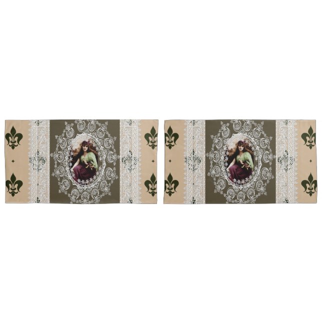 Funda De Cojín Diseño de cama de época 4u (Anverso - Set)