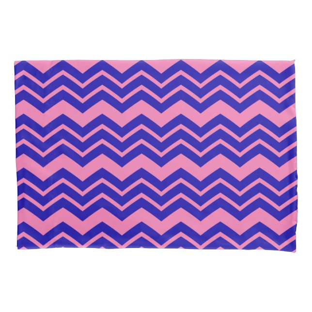 Funda De Cojín Diseño de Chevron Zigzag Rosa Azul (Anverso)