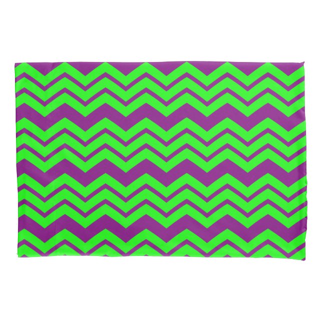 Funda De Cojín Diseño de Chevron Zigzag Verde Púrpura (Anverso)