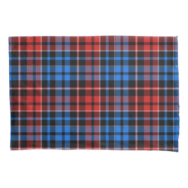Funda De Cojín Diseño de cuadros escoceses a cuadros rojos y azul (Anverso)