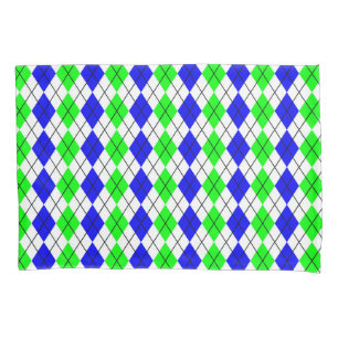 Funda De Cojín Diseño de diamante Argyle azul verde blanco