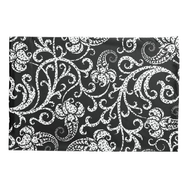 Funda De Cojín Diseño de flores dálmata negro lindo (Reverso)