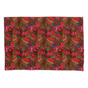 Funda De Cojín Diseño de flores rojas con mensajes en la parte po