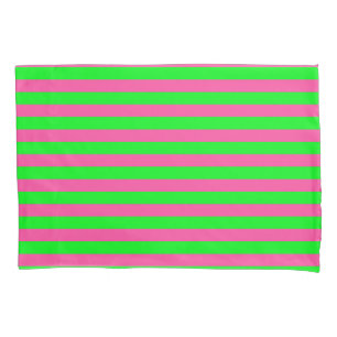 Funda De Cojín Diseño de franjas rosadas y verdes