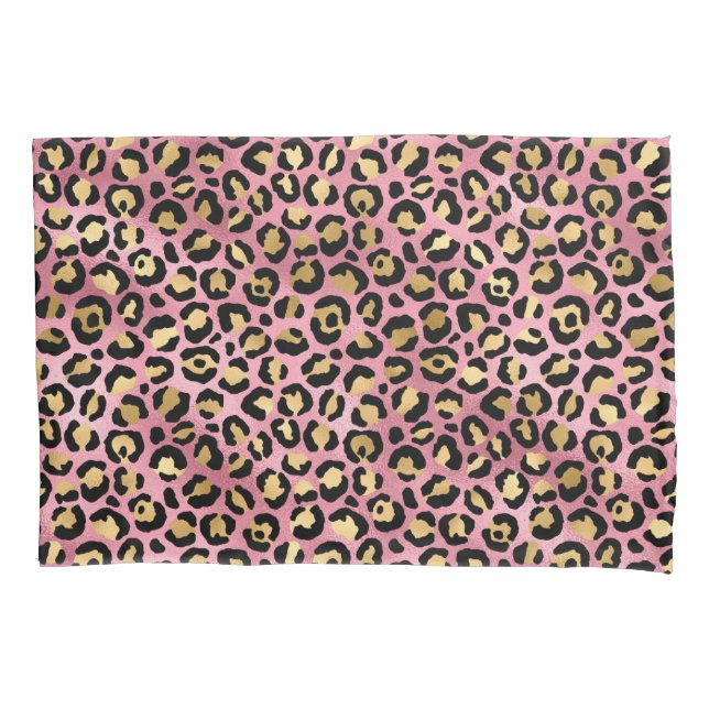 Funda De Cojín Diseño de la serie Leopard rosa y dorado 15 (Anverso)