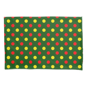 Funda De Cojín Diseño de lunares verdes rojos y amarillos 