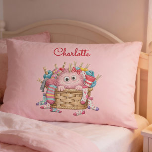 Funda De Cojín Diseño de monstruo de calcetín esponjoso rosa lind