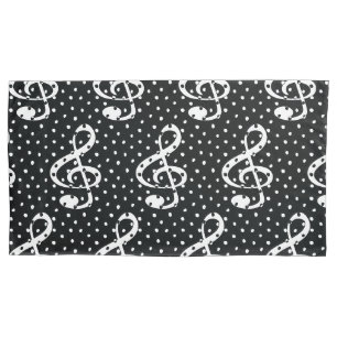 Funda De Cojín Diseño de notas musicales de puntos polka en blanc