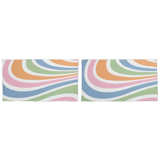 Funda De Cojín Diseño de ondas retro (Anverso - Set)