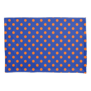 Funda De Cojín Diseño de patrón de lunares naranja sobre azul