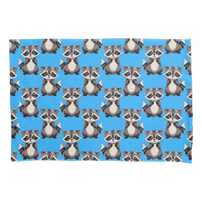 Funda De Cojín Diseño de patrón de mapache azul (Anverso)