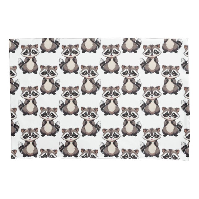 Funda De Cojín Diseño de patrón de mapache blanco (Anverso)