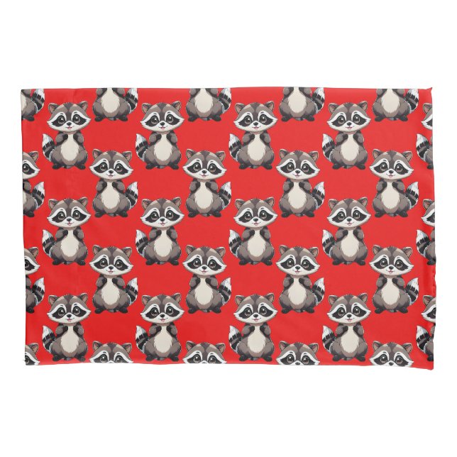Funda De Cojín Diseño de patrón de mapache rojo  (Anverso)