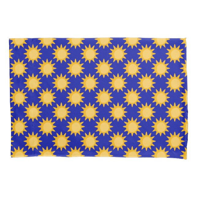 Funda De Cojín Diseño de patrón de sol sobre azul (Anverso)