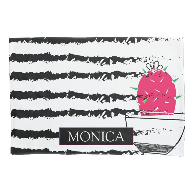 Funda De Cojín Diseño de patrones de Cactus rosado (Anverso)