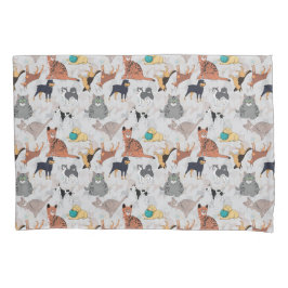 Funda De Cojín Diseño De Patrones De Perros Y Gatos Cutos