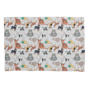Funda De Cojín Diseño De Patrones De Perros Y Gatos Cutos