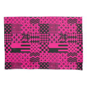 Funda De Cojín Diseño de patrones mixtos rosados negros