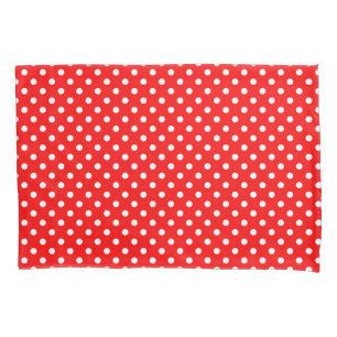 Funda De Cojín Diseño de puntos rojos de polka blanca