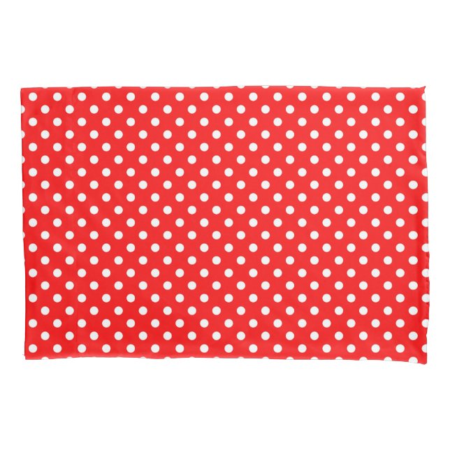 Funda De Cojín Diseño de puntos rojos de polka blanca (Anverso)