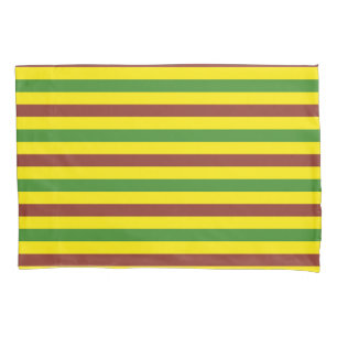 Funda De Cojín Diseño de rayas marrones verdes y amarillas