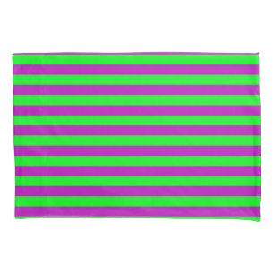 Funda De Cojín Diseño de rayas moradas y verdes