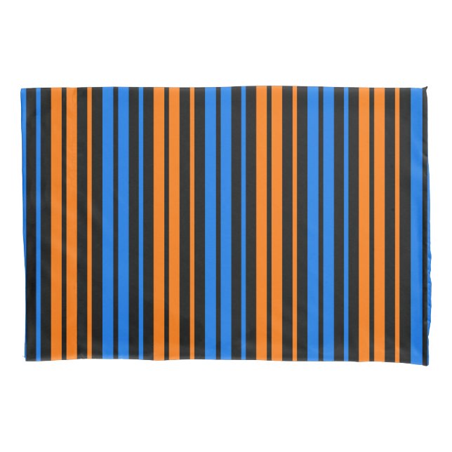 Funda De Cojín Diseño de rayas verticales de naranja azulada  (Anverso)